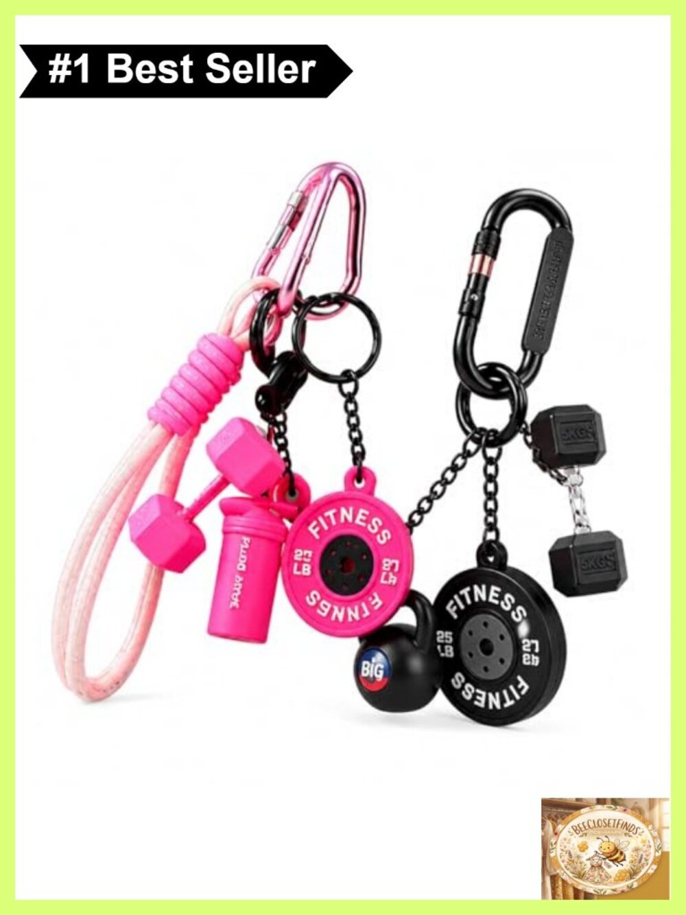 2PC Dumbbell Kettlebell Keychain Set Gym Bag Charm Fitness Gift